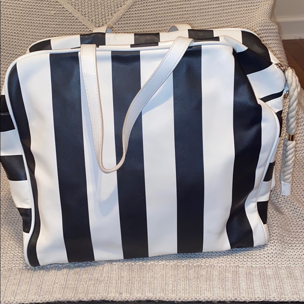 Black and white striped bag